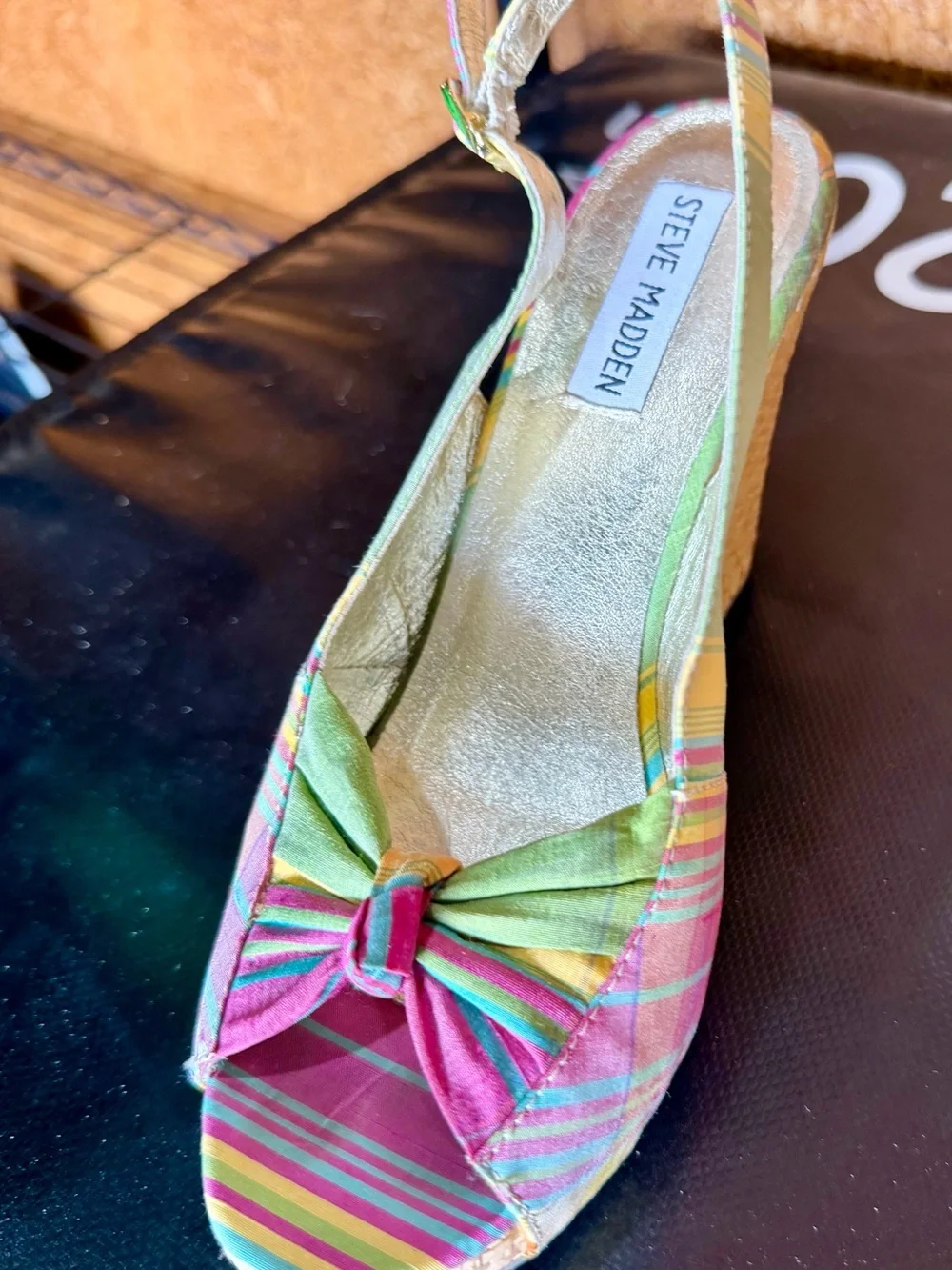Steve Madden Madras print wedge sandals size 7 1/2